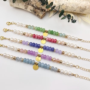 Abacus Gemstone and Crystal Beaded Bracelet with Pearls