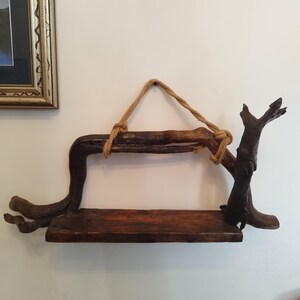 Handmade Driftwood Wall Shelf Dark Brown | Coastal Rustic Decor | 80x30x20cm