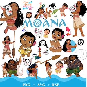 Moana PNG DXF SVG Bundle, Moana Svg Files for Cricut, Baby Moana Png, Princess Svg for Shirts, Birthday Girl Svg Cut Files, Moana Clipart
