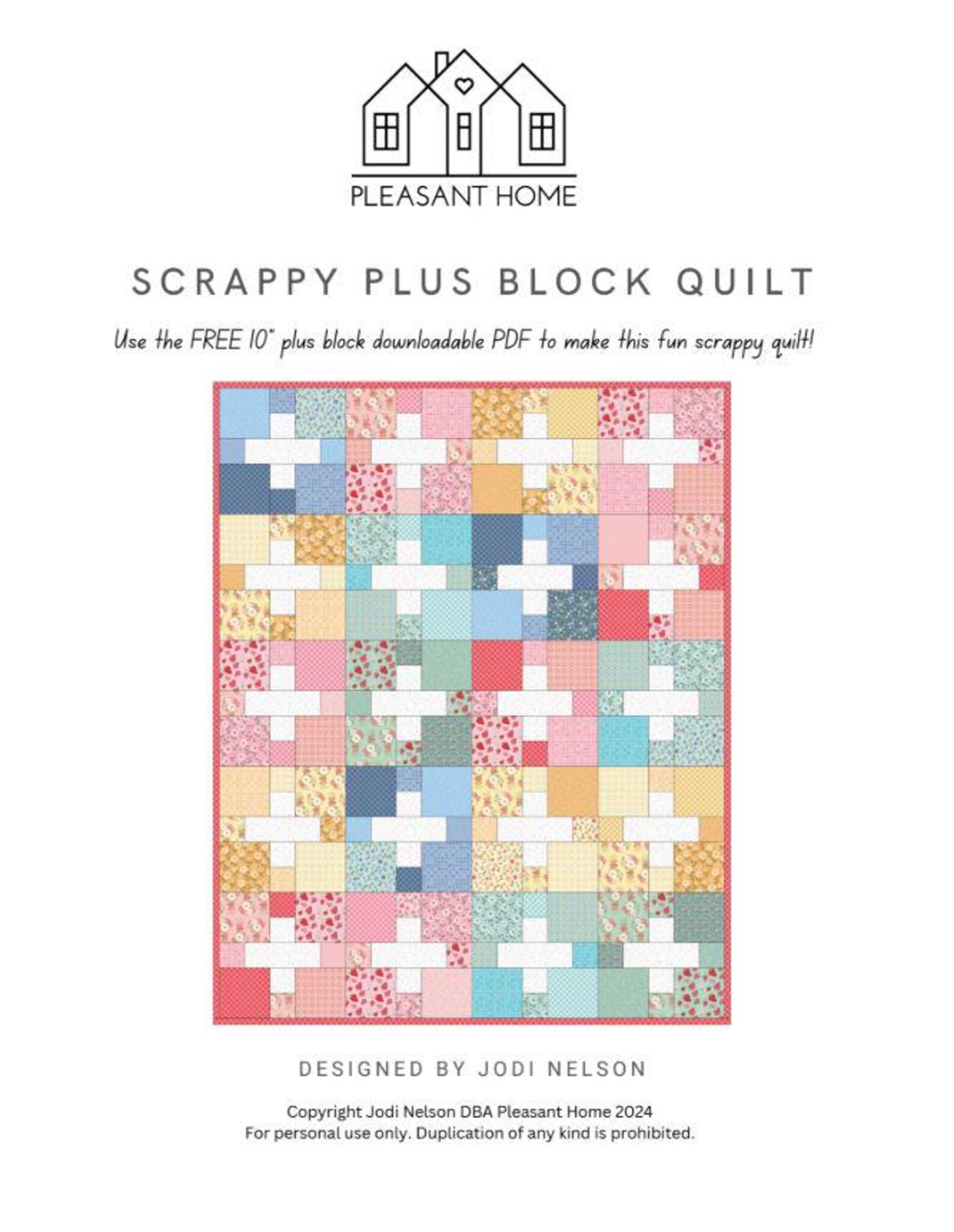 Digital PDF Pattern Scrappy Plus Block Quilt - Etsy