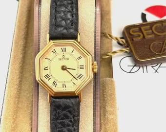 Reloj mecánico Sector Cadet vintage, raro, nuevo de antiguo stock - Chapado en oro