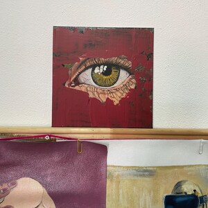Pintura Acrílica Original 20 cm cartón, realizada por Ana HJ27, ojo, colección, decoración de pared