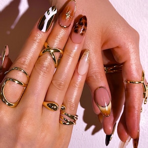 Luxury Carmel Press On Nails/Handmade Gel Nails In Medium Almond/Glue On Nails/Summer Nails/Birthday Holiday Prom Faux Nails/Gift for Her