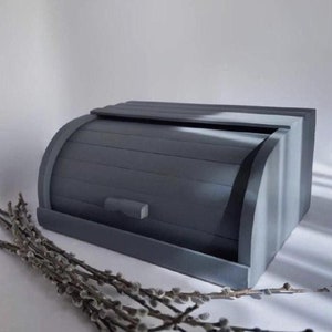 Grey Modern Wooden Bread Box Minimalist Kitchen Decor Kitchen Bread Organiser Storage Box