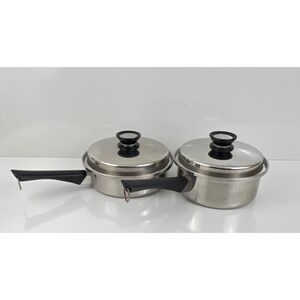 Vintage Amway Queen Stainless Steel Saucepan Set - 1.5 Qt & 1.25