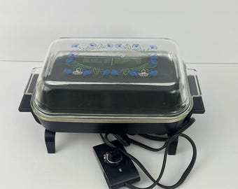 Vintage Presto WeeFry Electric Skillet w/Glass Lid Temp Control Cord Camp RV