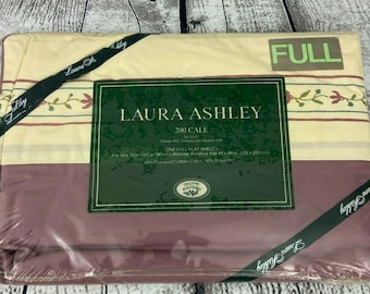 Laura Ashley Full Flat Sheet Purple Mauve  No Iron Percale  Tulip Floral