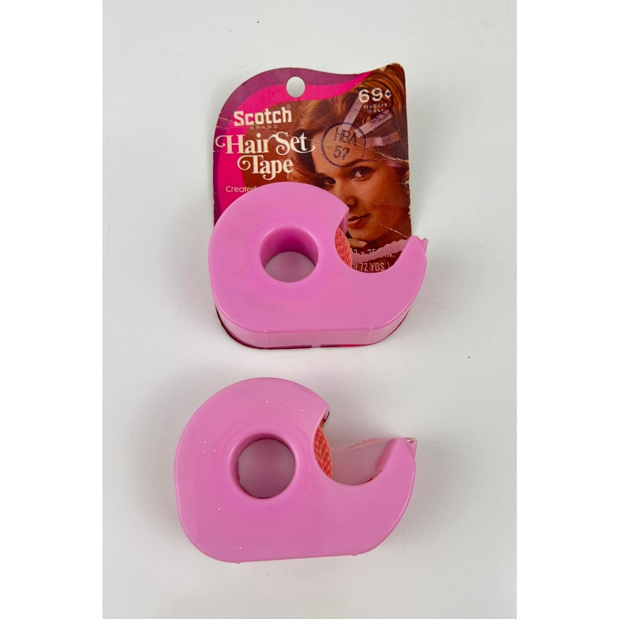 Vintage Womens Scotch 3M Hair Set Tape 2 Pack 1/2in x 700in Pink 1974 3 Vintage Scotch Pink Hair Set Tape Dispenser 1/2 main image 4