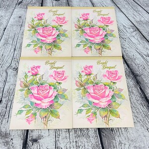Juego de papel para escribir Vintage Sangamon Bright Bouquet, 38 hojas con diseño de rosas rosas, papelería, 4 blocs de notas