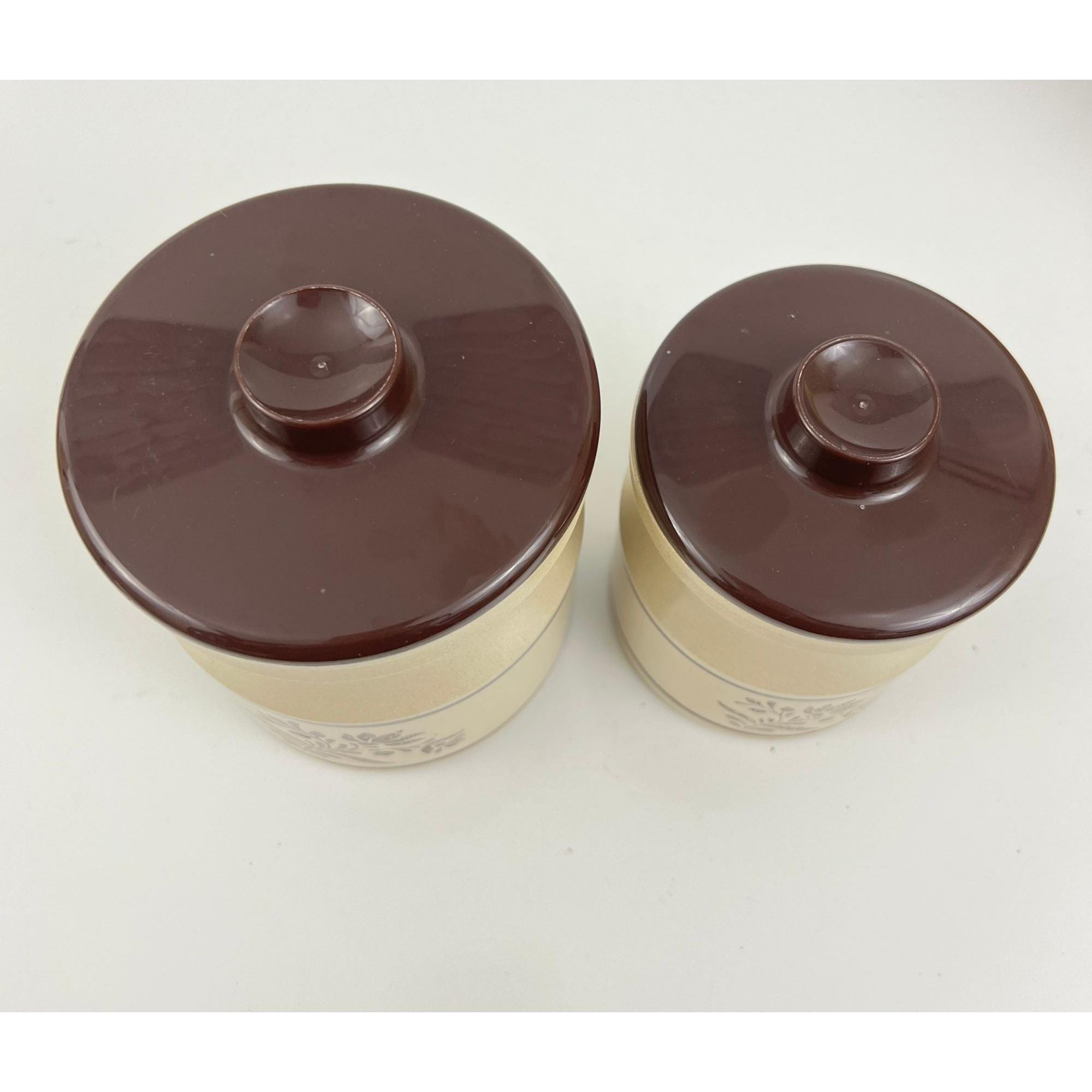 Vintage Kromex Canister Set: Brown Floral Kitchen Storage - 2