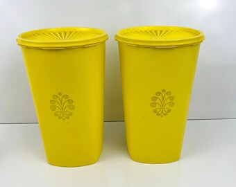 Vintage Tupperware Servalier tall Yellow  canister 1222-6