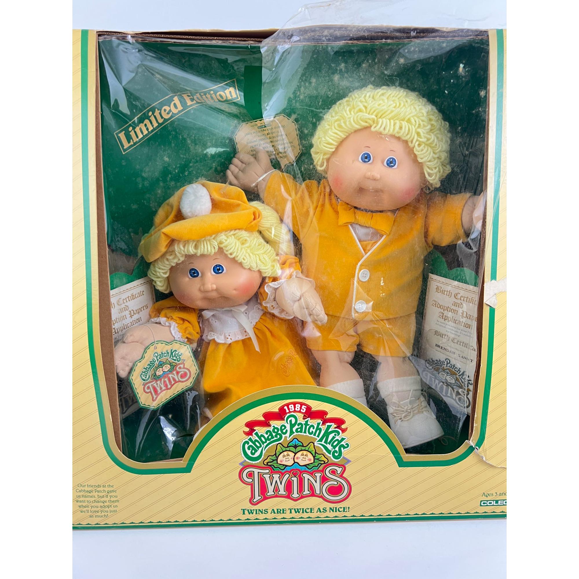 1985 Vintage Cabbage Patch Kids Twins Blonde Hair Blue Eyes