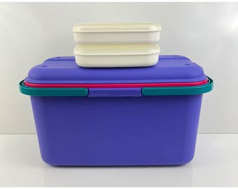Eagle Craftstor Large Purple  Teal Tote w/2 Module Craft Sewing Storage Organization