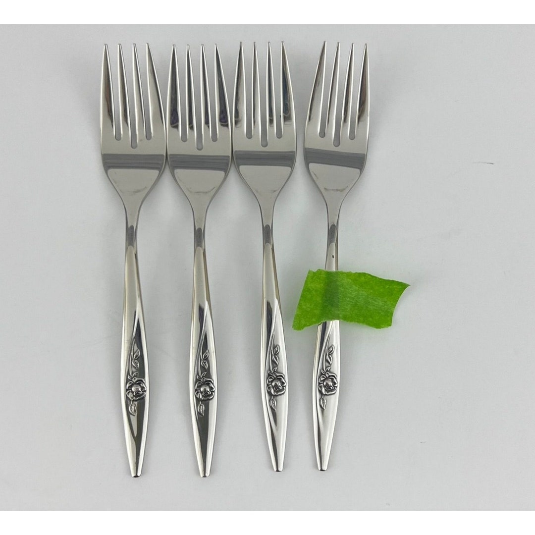 Oneida Oneidacraft Deluxe Lasting Rose 4 Salad Forks Etsy