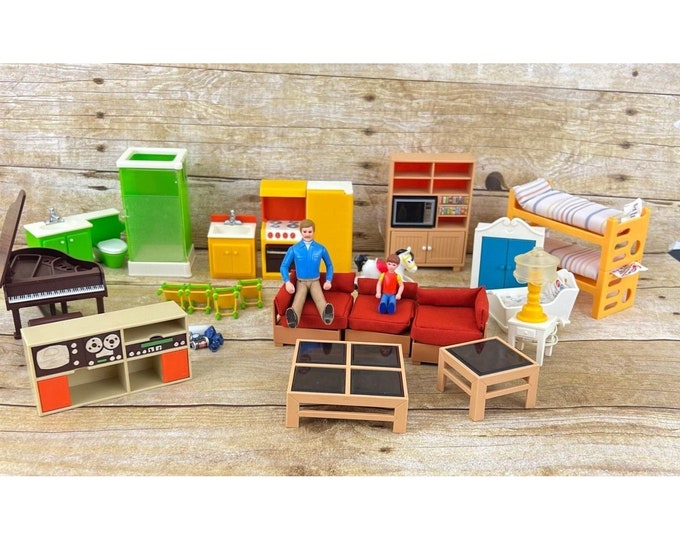 Vintage Fisher Price Doll House Furniture 280 1970s80s Working Lights