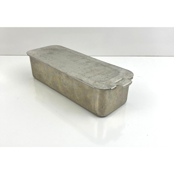 Vintage Aluminum rectangle sliding Covered Cheese box Container 10"