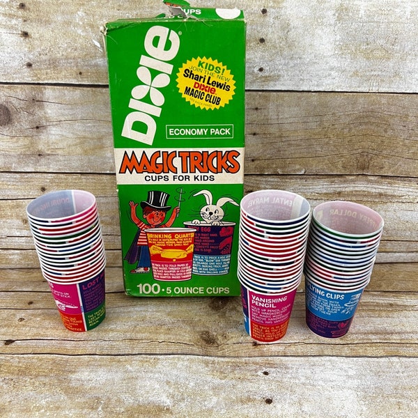 Vintage Dixie 1976 Paper  Magic Trick Cups for Kids Open Original box