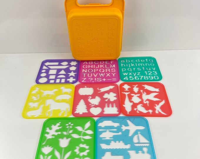 Tupperware Tuppertoys 8 Stencils Letters Shapes Animals Flowers Plants ...