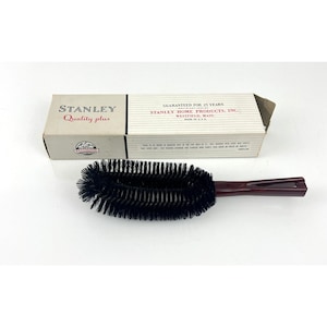 Stanley Home Lint Brush Clothes Suit Black Bristles Brown Handle Retro Vintage