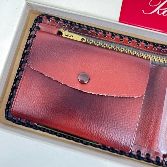 Vintage RANDS Two Tone Bench-Made Billfold Wallet Floral Embossed