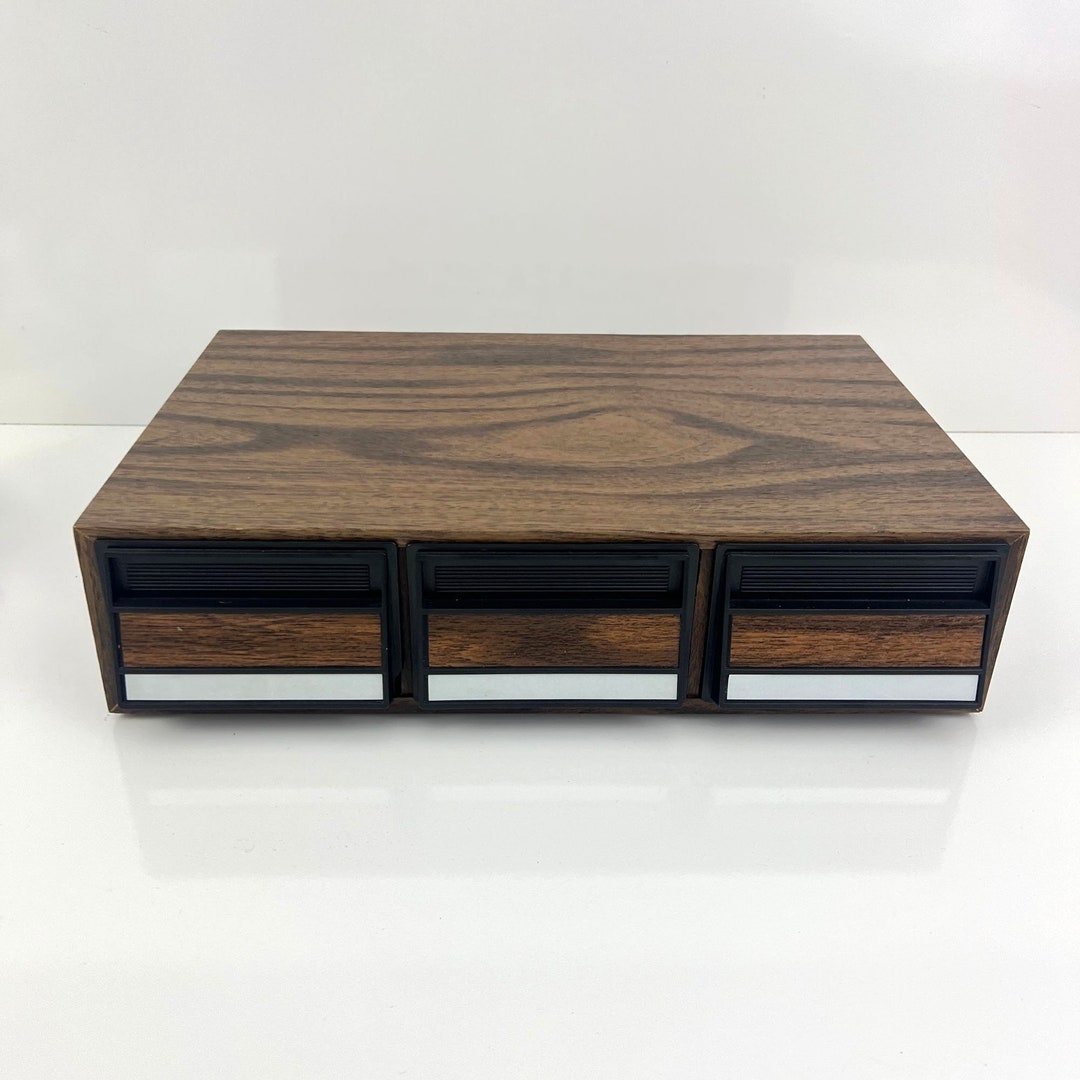 Vintage Cassette Tape Storage Case 36 Holder Faux Wood Finish Etsy