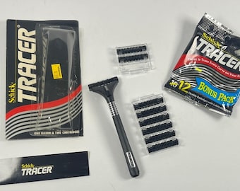 Schick Tracer Vintage Manual Razor Handle and Twin Blade Cartridges Unused