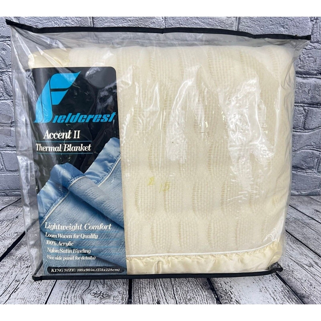NEW Vintage Fieldcrest Acrylic King Blanket Satin Trim Loom Etsy