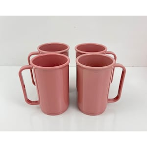 Rubbermaid Melamine Four Handled Tall Mugs 16 Oz Pink Mauve Vintage USA -  Etsy