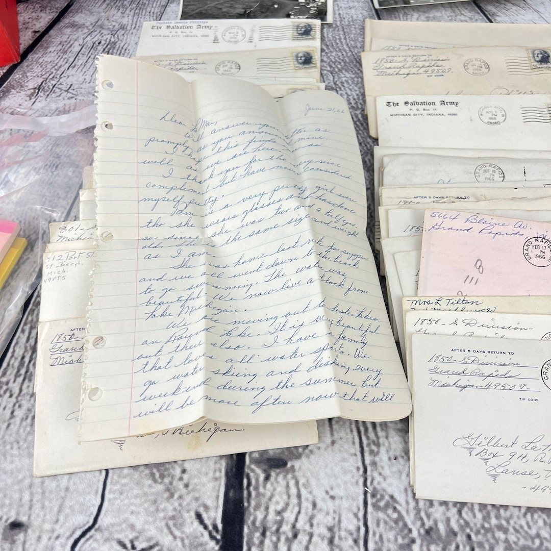 Vintage 1960s Handwritten Letters & Photos Collection 47 Letters Cards ...
