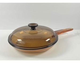 Vintage Corning Visions Bernsteinglas Pfanne mit Deckel 10,5 "hitzebeständig