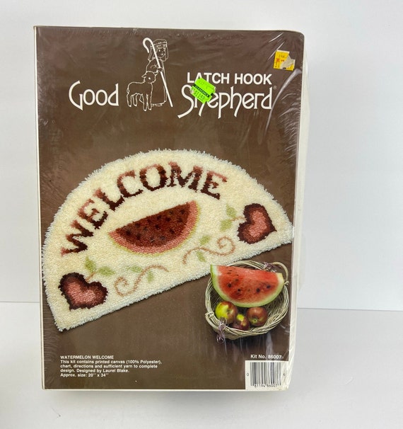 Vintage Good Shepherd Latch Hook Kit Watermelon Welcome Rug Kit 20x30 Sealed Craft DIY