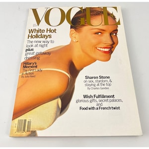 Vintage Vogue Magazine december 1993 Sharon Stone Hillary Clinton