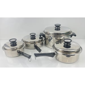 Vintage Amway Queen Cookware Multi Ply 18/8 Stainless Steel Set of