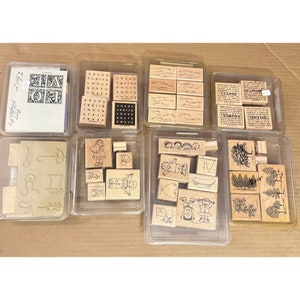 Stampin Up Lot 40+ 8 sets Rubber Houten Stempels Varieert Ontwerpen Ambachten Kinderzinnen
