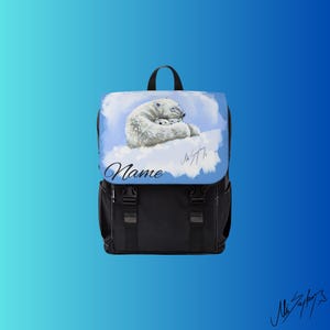 Sac cadeau personnalisé Ours polaire Design familial Sac à dos scolaire pour enfants Sac à dos unisexe à bandoulière animal Sac à dos cadeau animal - Série CS