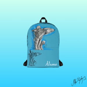 Sac à dos cadeau personnalisable pour enfants - Sac prénom personnalisé. Sac ours polaire, sac de voyage, sac pour ordinateur portable, cartable - Série Cloud