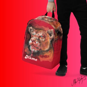 Sac à dos cadeau animal Lion rouge, sac personnalisé, cartable. Sac à dos série Star