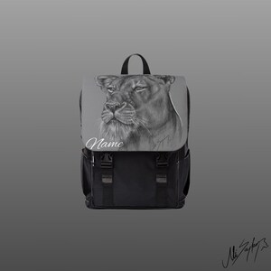 Sac à dos animal mignon avec nom, sac lion, sac à bandoulière décontracté animal vibrant, sac à dos cadeau - série BW