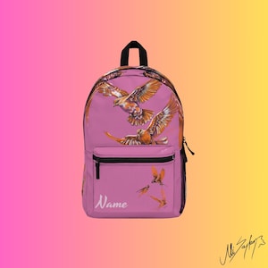 Sac à dos rose pigeons, sac à dos d'école personnalisé durable pour fille - thème animal fille pour cadeau d'anniversaire - série lune