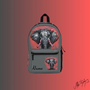 Sac à dos personnalisé cadeau éléphant gris, sac prénom tendance, cartable élégant, sac de voyage léger, sac artistique artistique - Série Lune