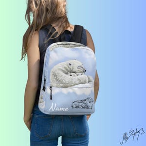 Eisbär Familie Geschenk Tasche, Reise Rucksack, Mädchen Schultasche. Bär Rucksack. Geschenk für Mädchen Tasche - Cloud Series