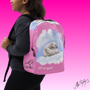 Sac à dos pour fille, sac à dos rose pour enfants, sac à dos cadeau ours polaire.