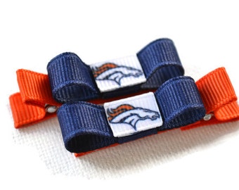 Denver Broncos bows, Broncos hair clips, Broncos baby bows,football hair clips, Denver Broncos baby gift