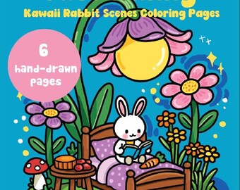 Kawaii Bunny Coloring Pages: Rabbit House & Garden Scenes (PDF)