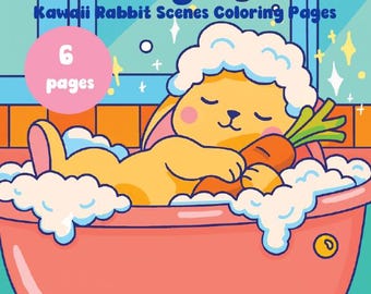 Kawaii Bunny Coloring Pages: Relaxing Rabbit Scenes (PDF)