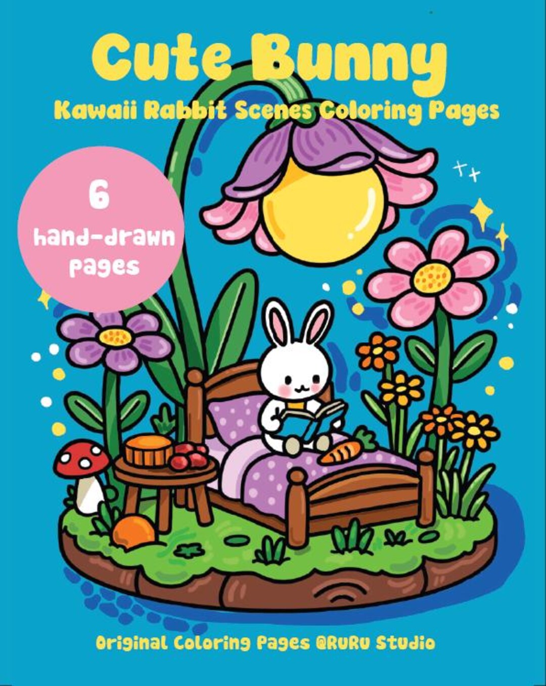 Kawaii Bunny Coloring Pages: Rabbit House & Garden Scenes (PDF) - Etsy