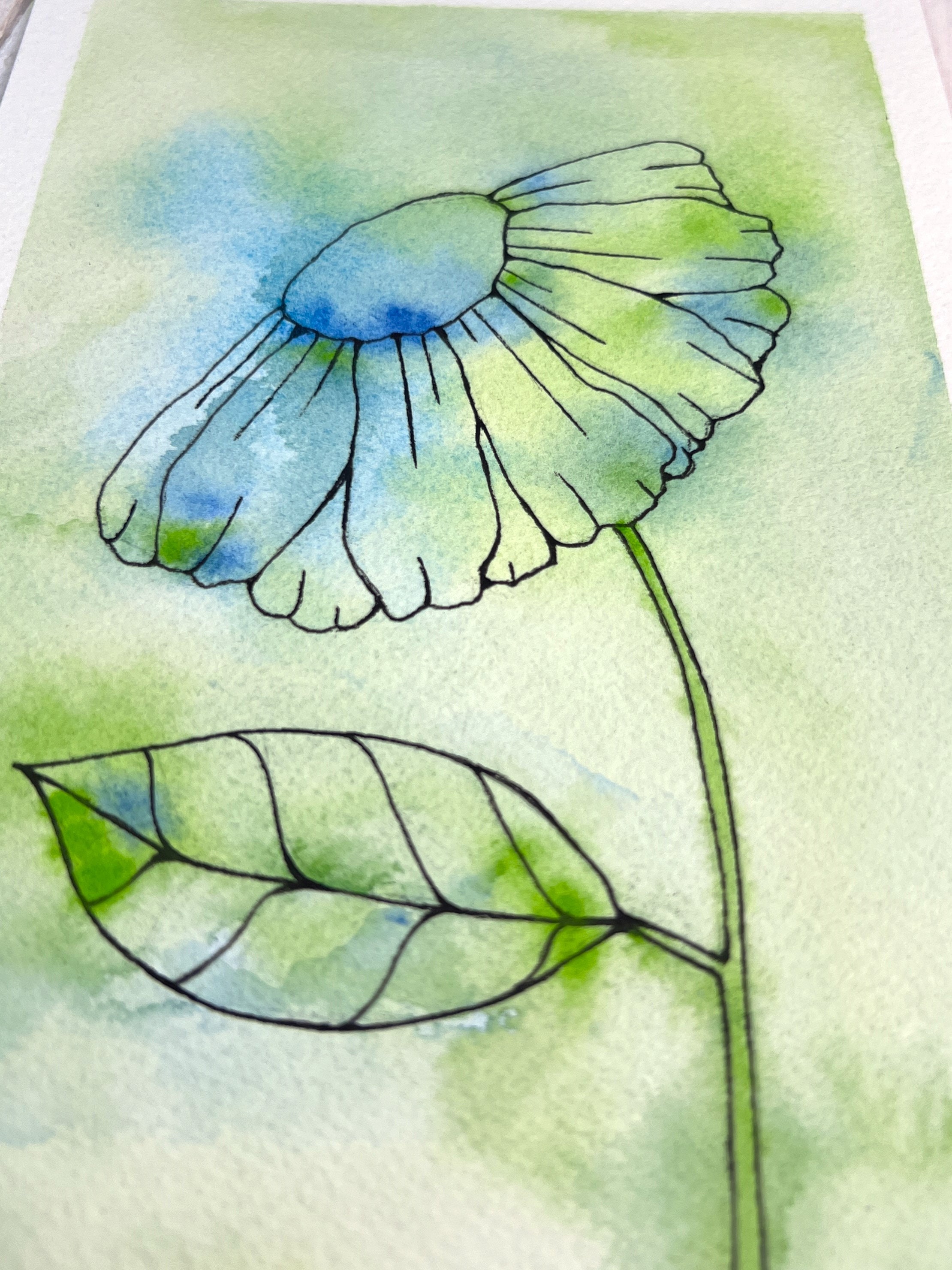 Original Wildflower Watercolor Painting: Pen and Ink Botanical Art (5 ...