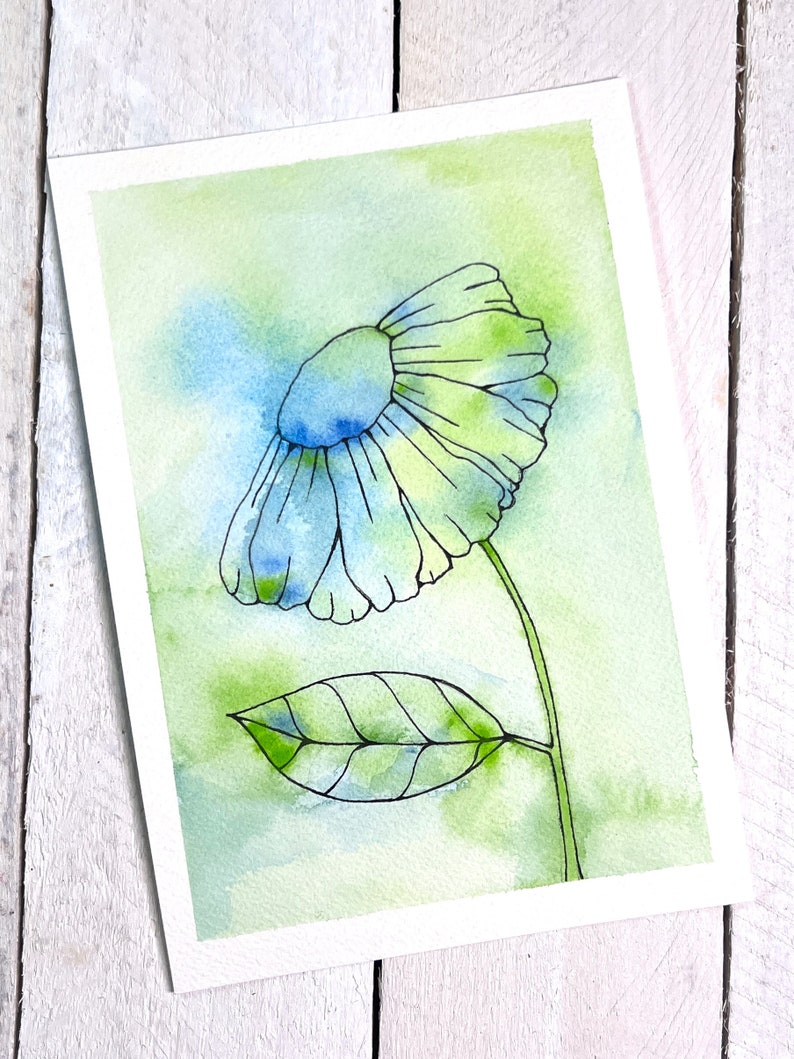 Original Wildflower Watercolor Painting: Pen and Ink Botanical Art (5 ...