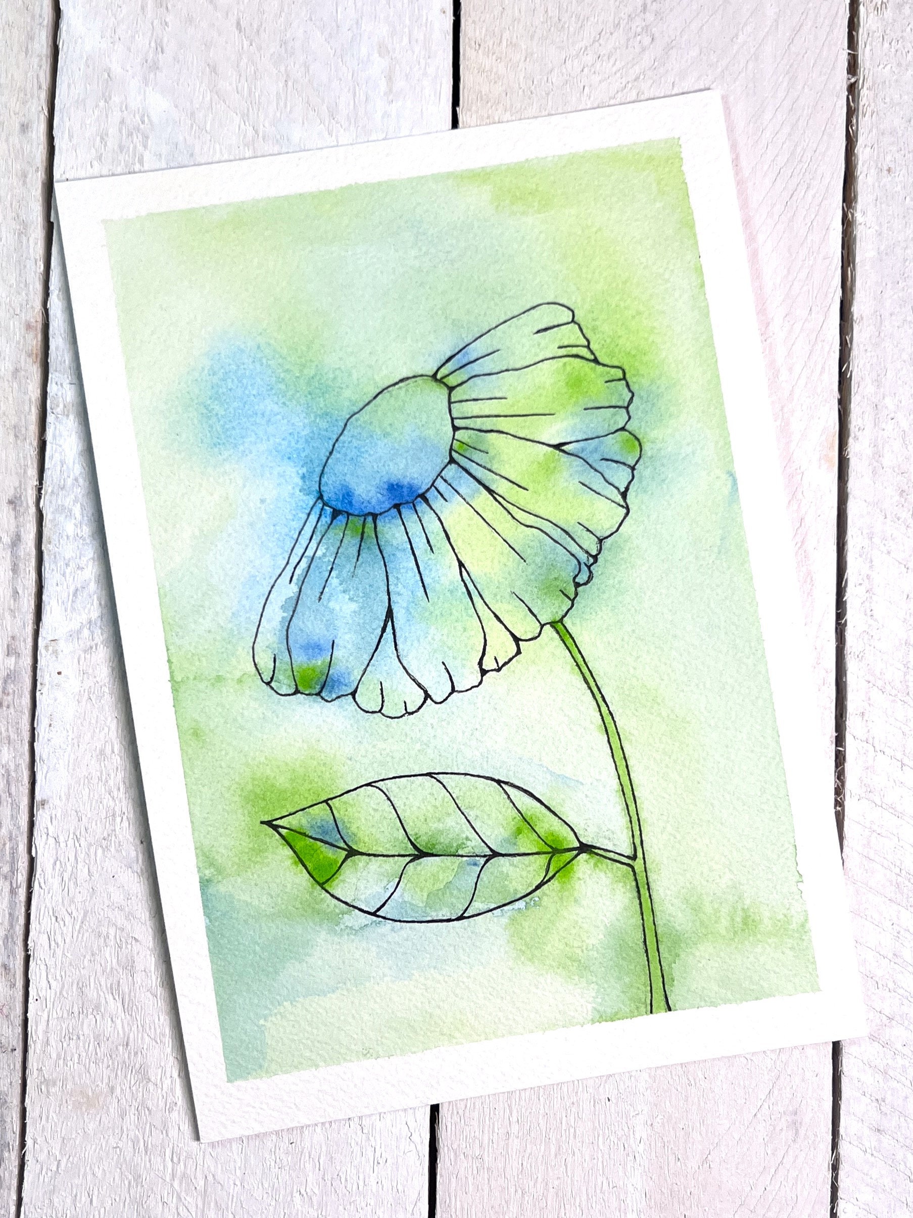 Original Wildflower Watercolor Painting: Pen and Ink Botanical Art (5 ...