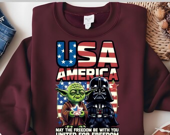 USA America Dtf Transfer, Yoda Darth Vader Dtf, Star Wars Easter Dtf Design, Patriotic Sci Fi Dtf Print, Freedom USA Dtf Heat Transfer